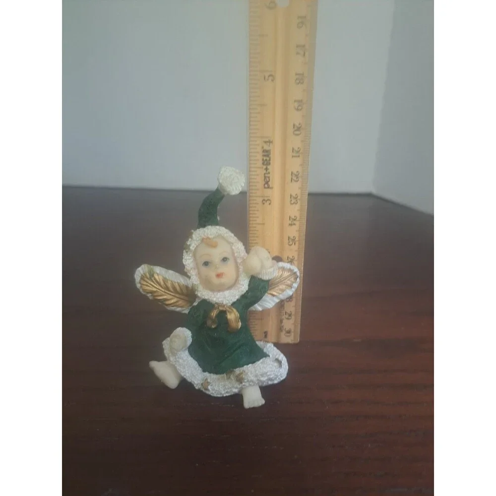 Vintage K's Collection Snowbaby Green Christmas Angel Resin